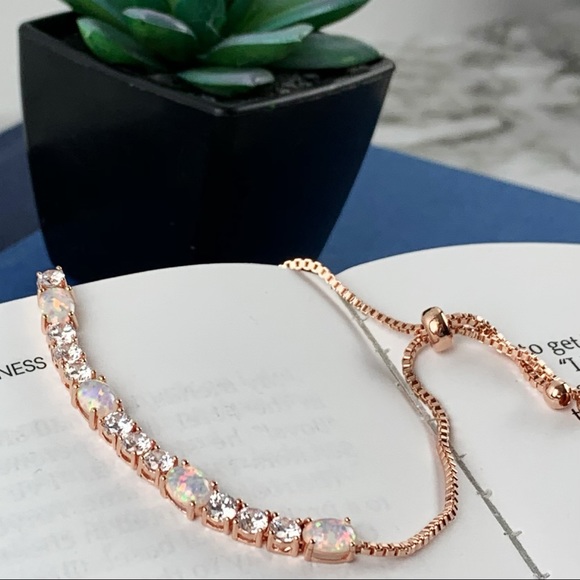 11.00 CTTW Opal Tennis Bracelet Swarovski Crystals - Picture 2 of 6